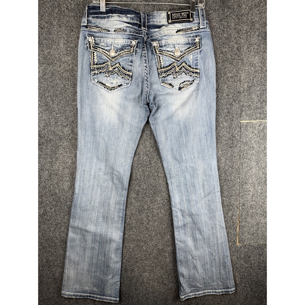 VTG Miss Me Women's Jeans Sz 29(30x32)Bootcut Bling Embellished‎ JE1098BL Light